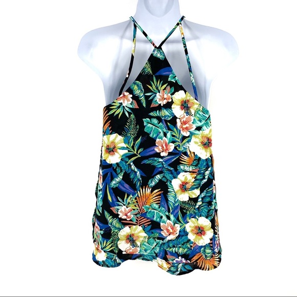 Decree Halter Top XS Floral Tropical Multicolor Summer Beach Vacation Island - Picture 2 of 10